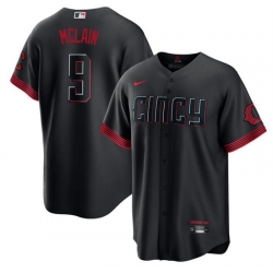 Men Cincinnati Reds 9 Matt McLain Black 2023 City Connect Cool Base Stitched Baseball Jersey