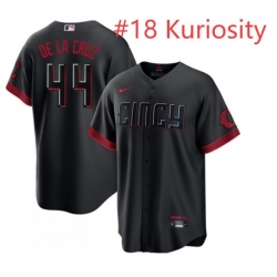 Men Cincinnati Reds Kuriosity #18 2023 City Connect Cool Base Stitched Baseball Jersey