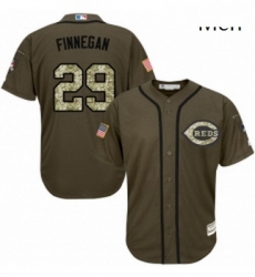 Mens Majestic Cincinnati Reds 29 Brandon Finnegan Authentic Green Salute to Service MLB Jersey