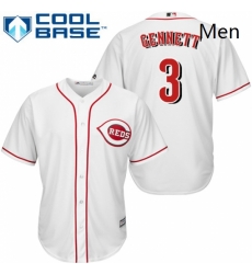 Mens Majestic Cincinnati Reds 3 Scooter Gennett Replica White Home Cool Base MLB Jersey 