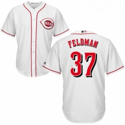 Youth Majestic Cincinnati Reds 37 Scott Feldman Replica White Home Cool Base MLB Jersey