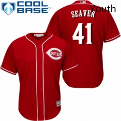 Youth Majestic Cincinnati Reds 41 Tom Seaver Replica Red Alternate Cool Base MLB Jersey 