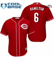 Youth Majestic Cincinnati Reds 6 Billy Hamilton Replica Red Alternate Cool Base MLB Jersey