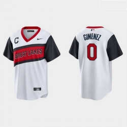 Men Cleveland Indians 0 Andres Gimenez Men Nike White 2021 Little League Classic Game MLB Jersey