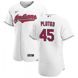 Men Cleveland Indians 45 Adam Plutko Men Nike White Home 2020 Flex Base Team MLB Jersey