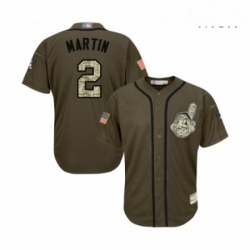 Mens Cleveland Indians 2 Leonys Martin Authentic Green Salute to Service Baseball Jersey 