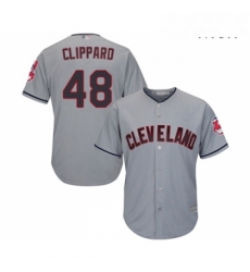 Mens Cleveland Indians 48 Tyler Clippard Replica Grey Road Cool Base Baseball Jersey 