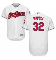 Mens Majestic Cleveland Indians 32 Mike Napoli White Home Flex Base Authentic Collection MLB Jersey