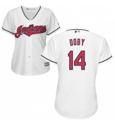 Womens Majestic Cleveland Indians 14 Larry Doby Authentic White Home Cool Base MLB Jersey