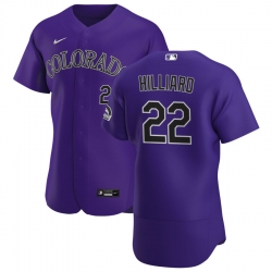 Men Colorado Rockies 22 Sam Hilliard Men Nike Purple Alternate 2020 Flex Base Player MLB Jersey