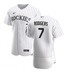 Men Colorado Rockies 7 Brendan Rodgers Men Nike White Home 2020 Flex Base Player MLB Jersey