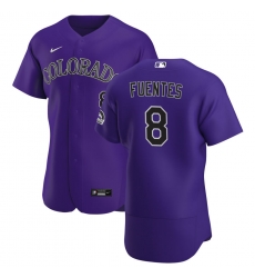 Men Colorado Rockies 8 Josh Fuentes Men Nike Purple Alternate 2020 Flex Base Player MLB Jersey