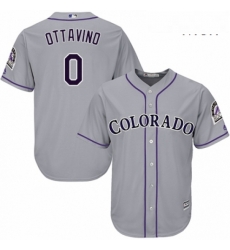 Mens Majestic Colorado Rockies 0 Adam Ottavino Replica Grey Road Cool Base MLB Jersey 