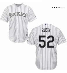 Mens Majestic Colorado Rockies 52 Chris Rusin Replica White Home Cool Base MLB Jersey 