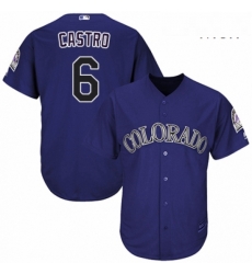 Mens Majestic Colorado Rockies 6 Daniel Castro Replica Purple Alternate 1 Cool Base MLB Jersey 