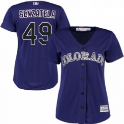 Womens Majestic Colorado Rockies 49 Antonio Senzatela Authentic Purple Alternate 1 Cool Base MLB Jersey 