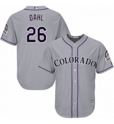 Youth Majestic Colorado Rockies 26 David Dahl Authentic Grey Road Cool Base MLB Jersey 