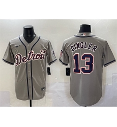 Men Detroit Tigers 13 Dillon Dingler Gray Cool Base Stitched Baseball Jersey Men Detroit Tigers 13 Dillon Dingler Gray Cool Base Stitched Baseball Jersey