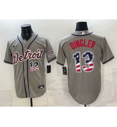 Men Detroit Tigers 13 Dillon Dingler Grey 2026 USA 250 Fourth of July Stitched Baseball Jersey Men Detroit Tigers 13 Dillon Dingler Grey 2026 USA 250 Fourth of July Stitched Baseball Jersey