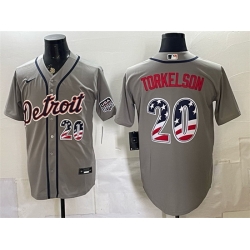Men Detroit Tigers  20 Spencer Torkelson Grey 2026 USA 250 Fourth of July Stitched Baseball Jersey