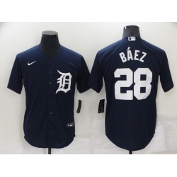 Men Detroit Tigers 28 Javier Baez Navy Cool Base Stitched jersey