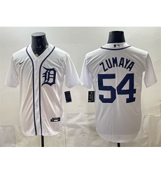 Men Detroit Tigers 54 Joel Zumaya White Cool Base Stitched Baseball Jersey Men Detroit Tigers 54 Joel Zumaya White Cool Base Stitched Baseball Jersey