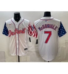 Men Detroit Tigers 7 Kevin McGonigle 2026 White USA Flag Vapor Premier Limited Stitched Baseball Jersey Men Detroit Tigers 7 Kevin McGonigle 2026 White USA Flag Vapor Premier Limited Stitched Baseball Jersey