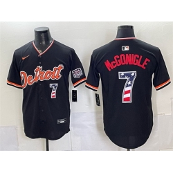 Men Detroit Tigers  7 Kevin McGonigle Black 2026 USA 250 Fourth of July Stitched Baseball Jersey