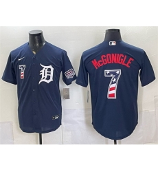 Men Detroit Tigers 7 Kevin McGonigle Navy 2026 USA 250 Fourth of July Stitched Baseball Jersey Men Detroit Tigers 7 Kevin McGonigle Navy 2026 USA 250 Fourth of July Stitched Baseball Jersey