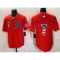 Men Detroit Tigers  7 Kevin McGonigle Orange 2026 USA 250 Fourth of July Stitched Baseball Jersey