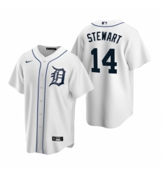 Mens Nike Detroit Tigers 14 Christin Stewart White Home Stitched Baseball Jersey