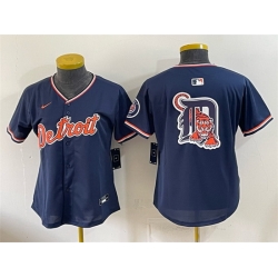 Women Detroit Tigers Team Big Logo Navy 2026 Alternate Vapor Premier Limited Stitched Baseball Jersey  