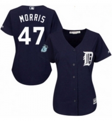 Womens Majestic Detroit Tigers 47 Jack Morris Replica Navy Blue Alternate Cool Base MLB Jersey 