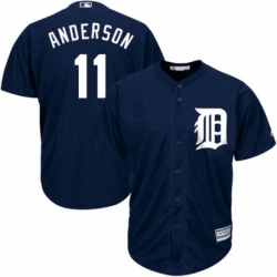 Youth Majestic Detroit Tigers 11 Sparky Anderson Authentic Navy Blue Alternate Cool Base MLB Jersey 