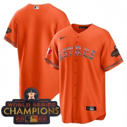 Men Houston Astros Blank Orange Mexico With World Serise Champions Patch Cool Base Stitched Baseball Jersey