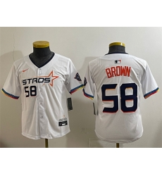 Women Houston Astros 58 Hunter Brown White 2025 City Connect Limited Stitched Baseball Jersey Women Houston Astros 58 Hunter Brown White 2025 City Connect Limited Stitched Baseball Jersey