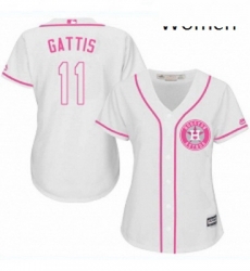 Womens Majestic Houston Astros 11 Evan Gattis Replica White Fashion Cool Base MLB Jersey