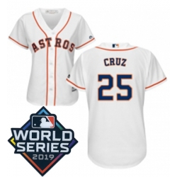 Womens Majestic Houston Astros 25 Jose Cruz White Home Cool Base Sitched 2019 World Series Patch Jersey