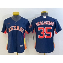 Youth Houston Astros 35 Justin Verlander Navy With Patch Cool Base Stitched Jerseys