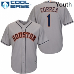 Youth Majestic Houston Astros 1 Carlos Correa Replica Grey Road Cool Base MLB Jersey