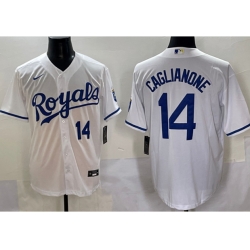 Men Kansas City Royals 14 Jac Caglianone White Flexl Base Stitched Baseball Jersey