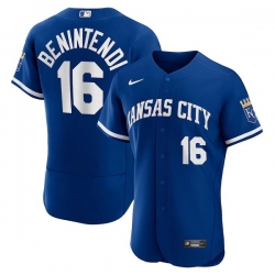 Men Kansas City Royals 16 Andrew Benintendi Blue Flex Base Stitched Jersey