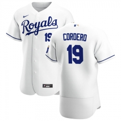 Men Kansas City Royals 19 Franchy Cordero Men Nike White Home 2020 Flex Base Player MLB Jersey