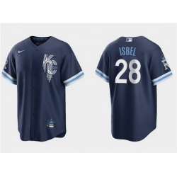 Men Kansas City Royals 28 Kyle Isbel Navy City Connect Cool Base Stitched Baseball Jersey