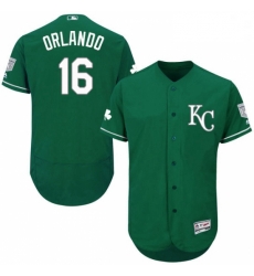 Mens Majestic Kansas City Royals 16 Paulo Orlando Green Celtic Flexbase Authentic Collection MLB Jersey