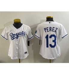 Women Kansas City Royals 13 Salvador Perez White Cool Base Stitched Jersey Women Kansas City Royals 13 Salvador Perez White Cool Base Stitched Jersey