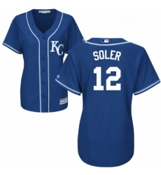 Womens Majestic Kansas City Royals 12 Jorge Soler Replica Blue Alternate 2 Cool Base MLB Jersey