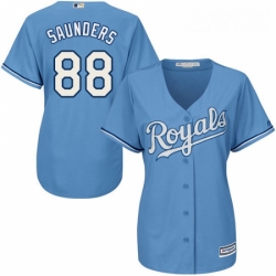 Womens Majestic Kansas City Royals 88 Michael Saunders Replica Light Blue Alternate 1 Cool Base MLB Jersey 