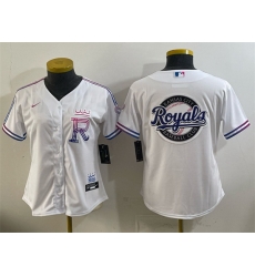 Youth Kansas City Royals Team Big Logo White 2026 City Connect Stadium Stitched Baseball JerseyS Youth Kansas City Royals Team Big Logo White 2026 City Connect Stadium Stitched Baseball JerseyS