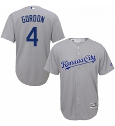 Youth Majestic Kansas City Royals 4 Alex Gordon Replica Grey Road Cool Base MLB Jersey